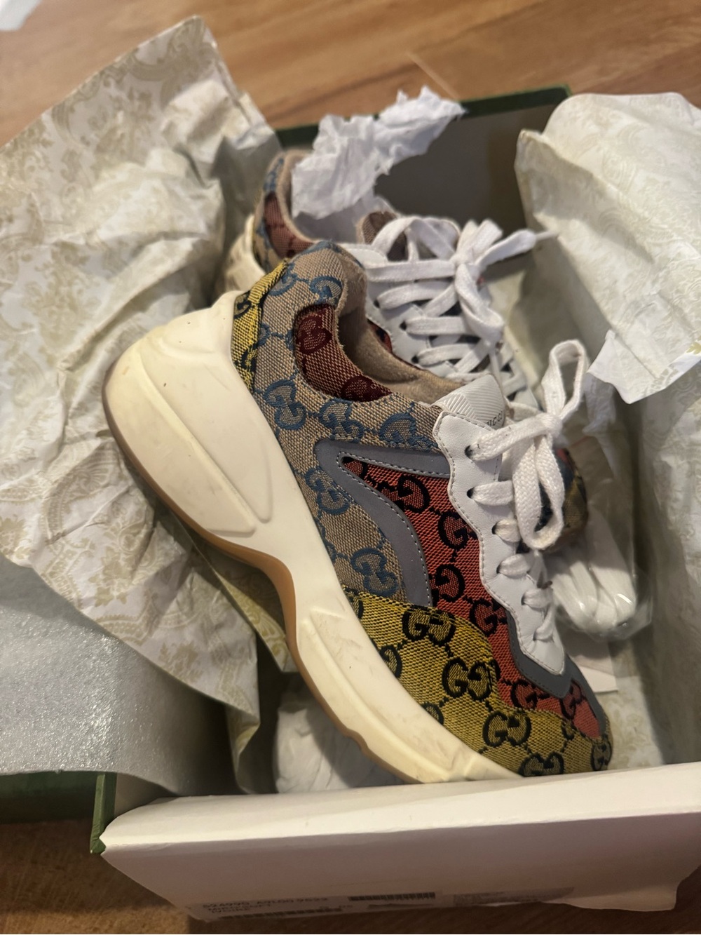 Gucci Multicolor GG Canvas Chunky Sneaker with White Laces